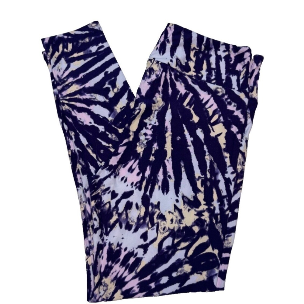 LuLaRoe Womens Leggings Size TC Purple‎ Pastel Pink Tie Dye Tall And Curvy NWT